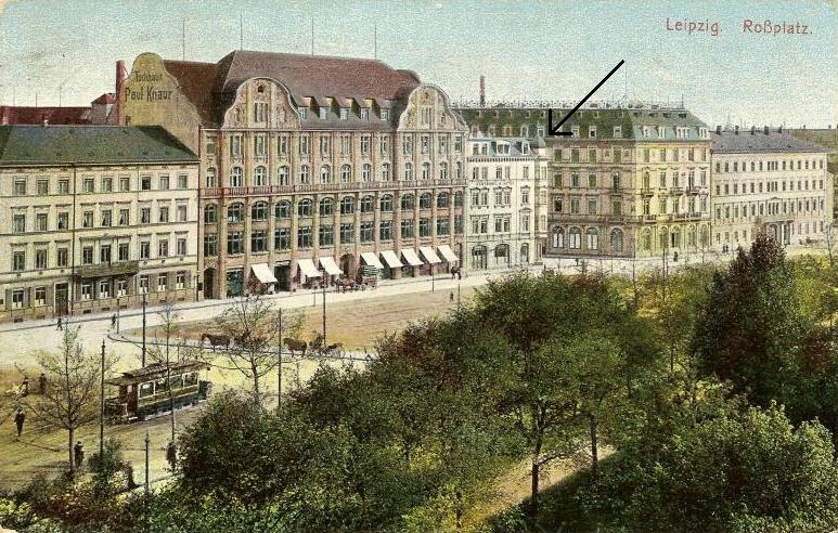 "Knaur Tuche Stammhaus with Hotel Hentschel to the right