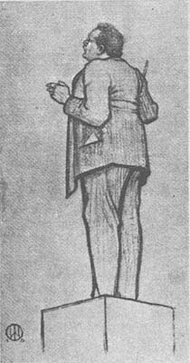 Reger as conductor, drawing by Willy von Beckerath