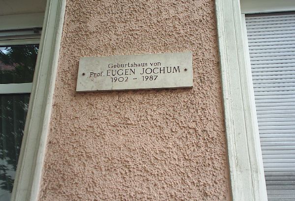 Memorial at Eugen Jochum house of birth. June 2006
