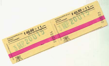 Tickets, Amsterdam 1986