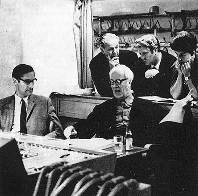 Eugen Jochum listen to the recordings, during rehearsing Beethoven IX in 1967