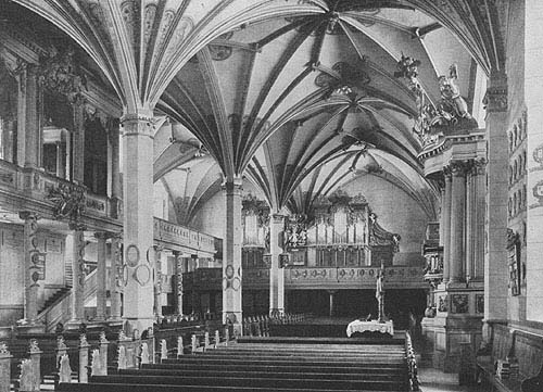 Schlo�kirche mit Orgel im ver&auml;nderten Zustand, auf der Nordempore